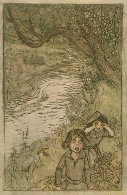 Wandering about and √¢‚Ç¨Àúboo-hoo√¢‚Ç¨‚Ñ¢-ing.  Poster Print by Arthur Rackham