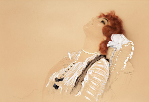 Redhead with a Cigarette Poster Print by Raphael Kirchner