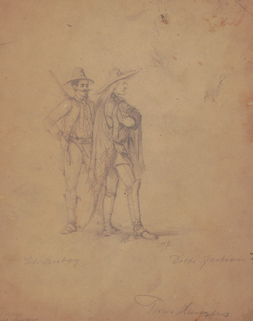 Portrait of two Texas Rangers, standing facing right  Poster Print by Adolph Metzner