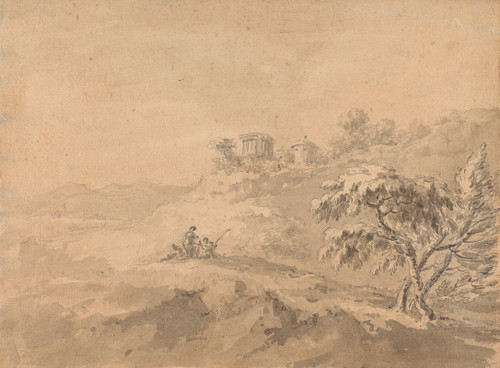 Two Men in a Landscape and a Castle on a Hill  Poster Print by William Gilpin