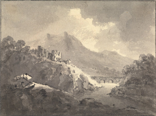Landscape with a Castle and a Bridge  Poster Print by William Gilpin