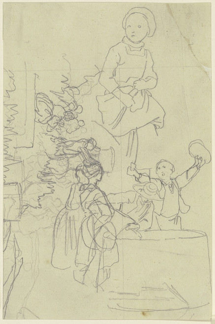 Children at a well Poster Print by Jakob Becker