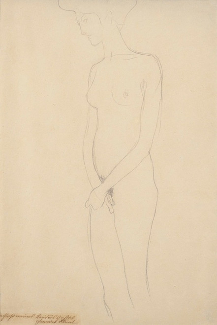 Akt nach links, die H√§nde ineinandergeiegt  Poster Print by Gustav Klimt