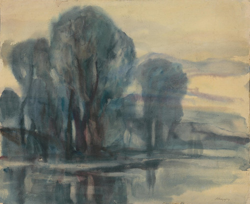 Trees by the River  Poster Print by Zolo Palugyay