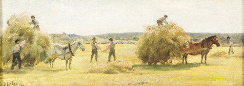 Haymaking Poster Print by Berndt Lindholm