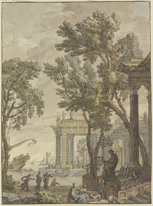 Antique seaport Poster Print by Isaac de Moucheron