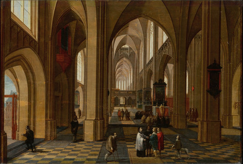 Interior of a Gothic cathedral Poster Print by Pieter Neeffs the Elder