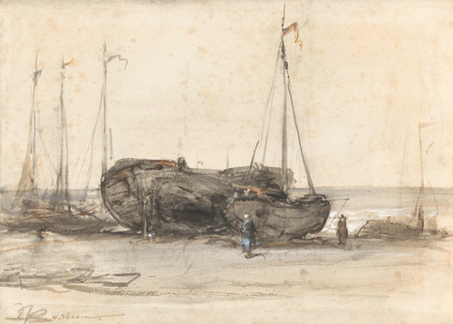 Vissersboten op het strand van Scheveningen  Poster Print by Johannes Bosboom