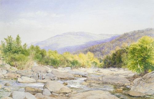 Landscape; View on Catskill Creek  Poster Print by John William Hill