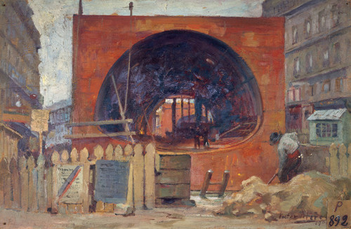 Les travaux du m√©tropolitain place Saint-Michel  Poster Print by Victor Marec