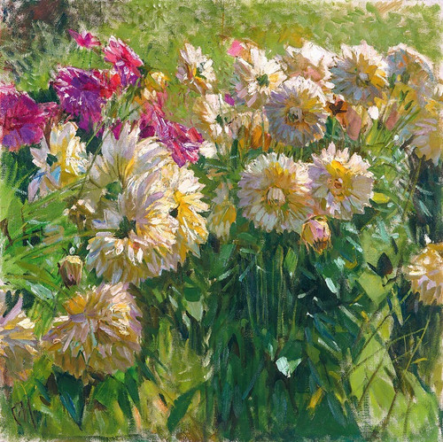 Dahlias Poster Print by Carl Moll