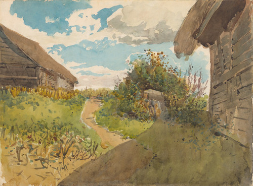 Landscape betwen Haylofts  Poster Print by Ladislav Medny√É¬°nszky