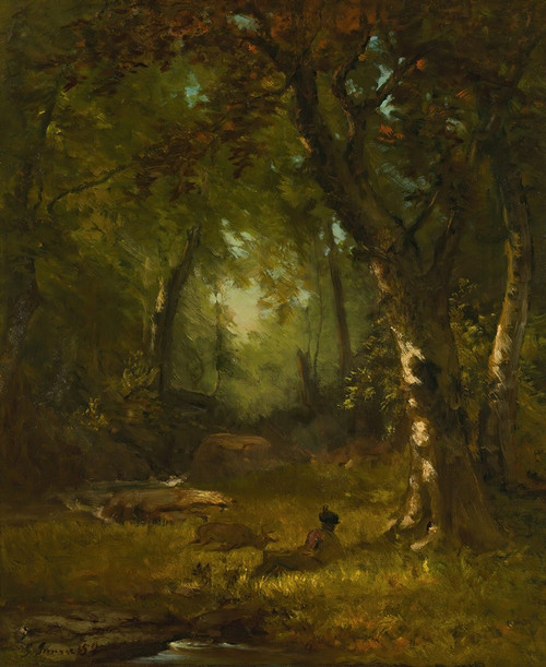Landscape With Huntsman  Poster Print by George Inness