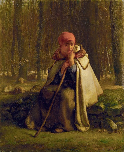 Seated Shepherdess  Poster Print by Jean-Fran‚îú¬∫ois Millet