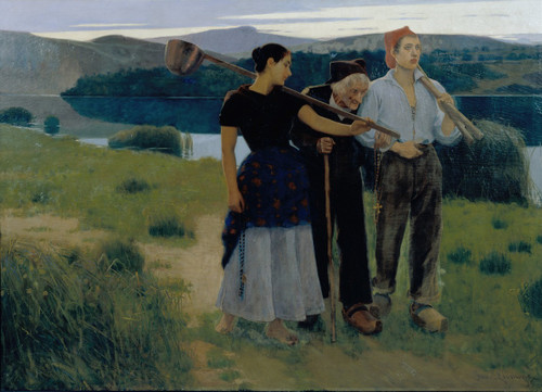 Returning from the Plot  Poster Print by Joan Llimona