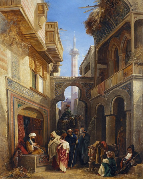 Street Scene In Cairo  Poster Print by William James M‚îú‚ïùller