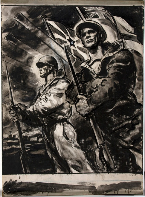 British sailor and Russian sailor, with bayonetted rifles  Poster Print by Anonymous