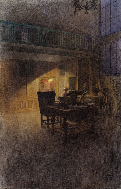 At the Piano Poster Print by Carl Larsson