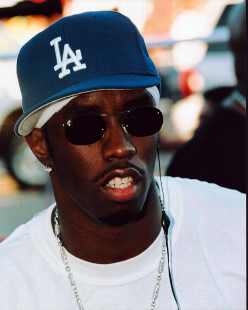 Diddy In White Shirt And Blue La  Hat Photo Print