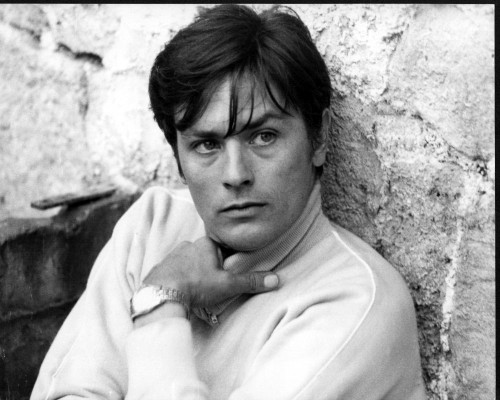 Alain Delon Leaning On Wall Black And White Photo Print