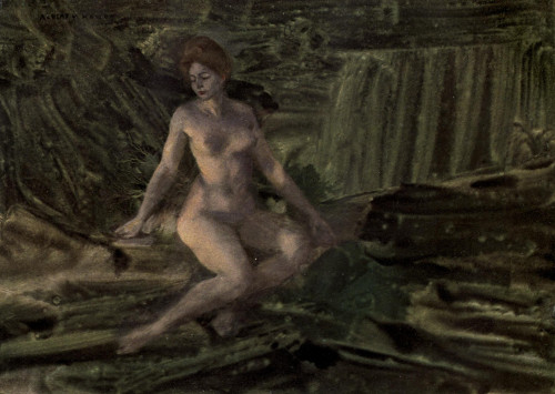 Keller 1913 Seated nude Poster Print by  Albert von Keller