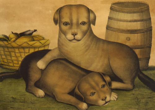 Kelloggs & Comstock Lithograph Two puppies c.1849 Poster Print by Kelloggs & Comstock - Item # VARPPHPDP81754