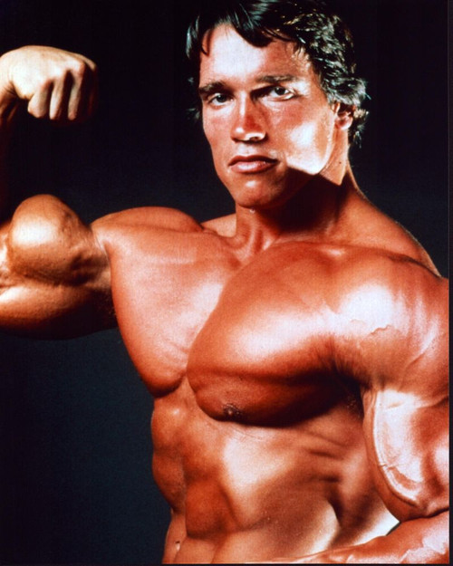 Arnold Schwarzenegger Close Up Flexing Photo Print