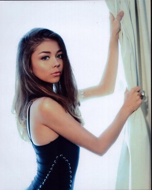 Sarah Hyland Holding Curtain Photo Print