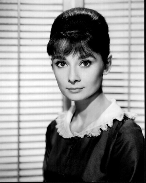 Audrey Hepburn In Collared Dress Black And White Photo Print