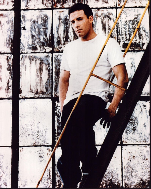 Ben Affleck Sitting On Metal Stairs Photo Print