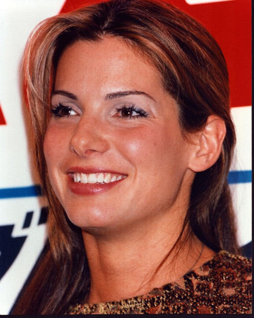 Sandra Bullock Close Up In Brown Patterned Top Photo Print