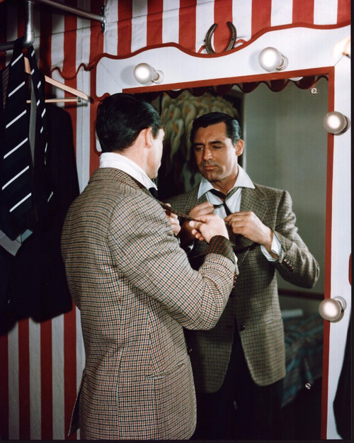 Cary Grant Tying Tie In Mirror Photo Print
