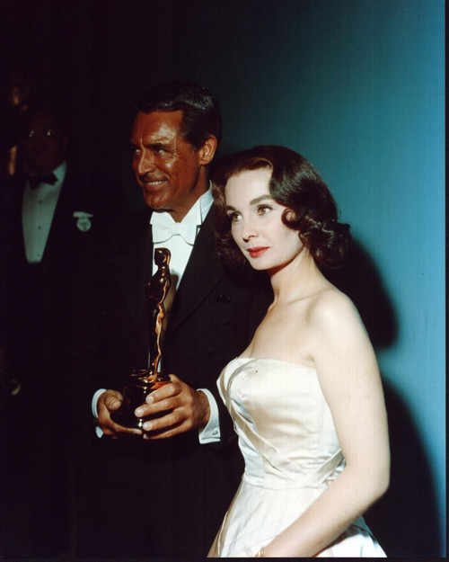 Cary Grant Holding Academy Award With Jean Simmons Photo Print