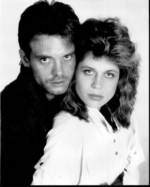 Michael Biehn And Linda Hamilton Posed Black And White Photo Print