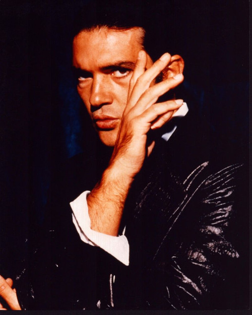 Antonio Banderas In Leather Jacket With Hand On Face Photo Print