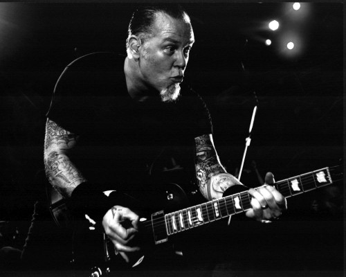 James Hetfield Playing Guitar On Stage Black And White Photo Print