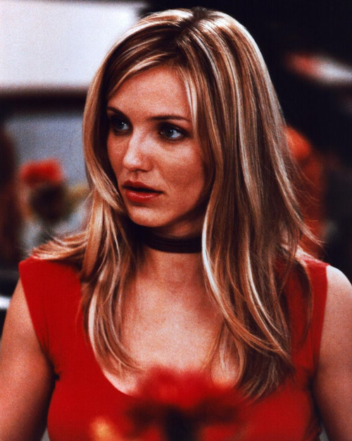 Cameron Diaz Red Sleeveless Top And Black Choker Photo Print