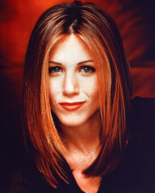 Jennifer Aniston Headshot Red Background Photo Print