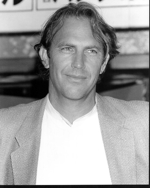 Kevin Costner In Shirt And Blazer Black And White Photo Print