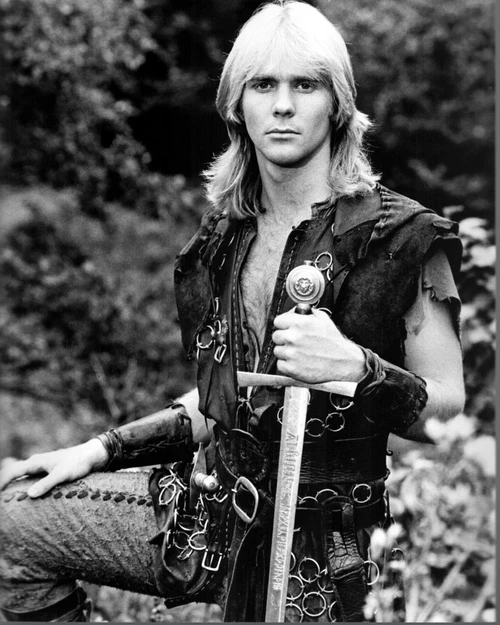 Jason Connery In Costume On Set Of Robin Hood Black And White Photo Print