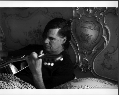 Gus Van Sant Playing Guitar In Bed Black And White Photo Print