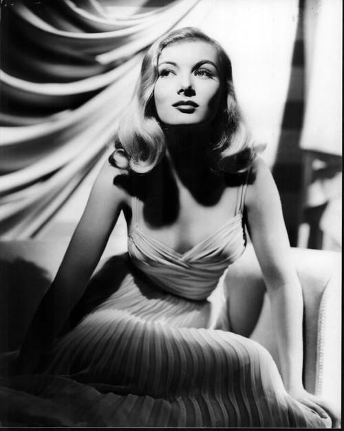 Veronica Lake In Pleated Dress Black And White Photo Print