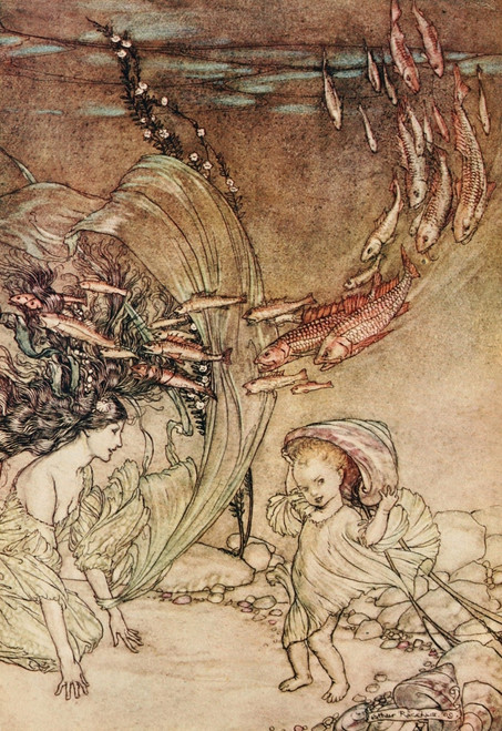 Undine 1909 Infancy of Undine Poster Print by  A. Rackham