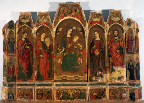 Polyptych With Virgin Enthroned With Saints Poster Print