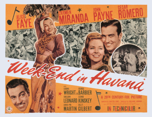 Week-End In Havana Cesar Romero Carmen Miranda Alice Faye John Payne 1941. Tm And Copyright ?? 20Th Century Fox Film Corp. All Rights Reserved. Courtesy: Everett Collection. Movie Poster Masterprint - Item # VAREVCMSDWEENFE002H