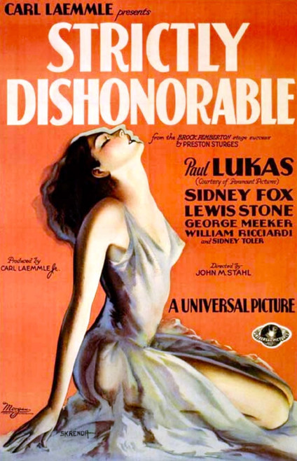 Strictly Dishonorable Sidney Fox On Us Poster Art 1931 Movie Poster Masterprint - Item # VAREVCMCDSTDIEC009H