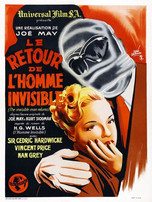 The Invisible Man Returns From Left: Nan Grey Vincent Price On French Poster Art 1940 Movie Poster Masterprint - Item # VAREVCMMDINMAEC006H