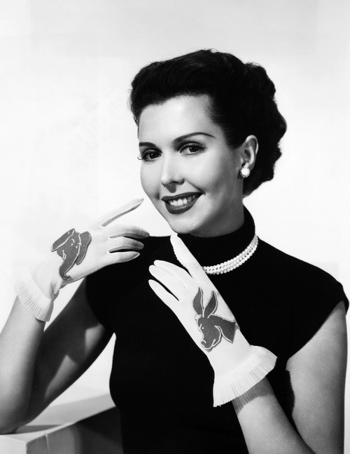 Ann Miller Wearing Republican/Democrat Party Gloves 1952 Photo Print - Item # VAREVCPBDANMIEC052H