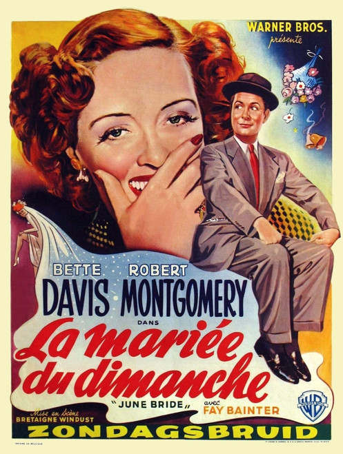 June Bride L-R: Bette Davis Robert Montgomery On Belgian Poster Art 1948 Movie Poster Masterprint - Item # VAREVCMCDJUBREC002H