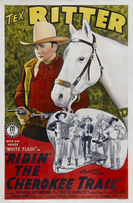 Ridin' The Cherokee Trail Top Left: Tex Ritter 1941. Movie Poster Masterprint - Item # VAREVCMCDRITHEC011H